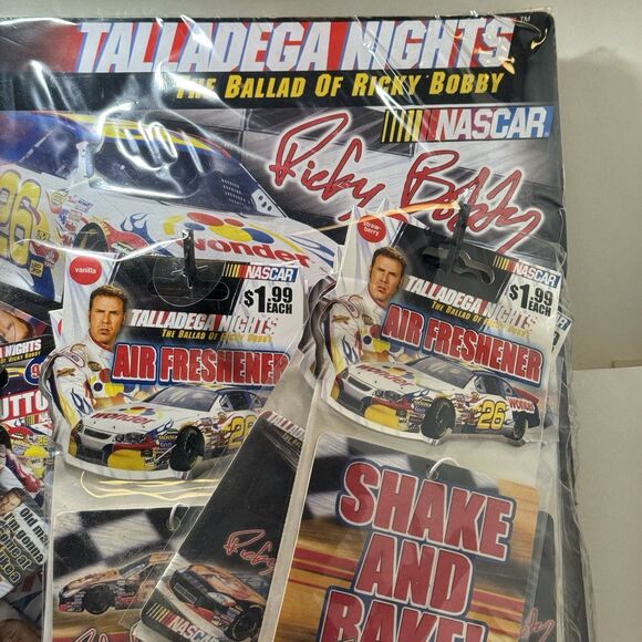 NOS Talladega Nights Air Freshener Counter Display Magnets Buttons Display Kit - Picture 6 of 15